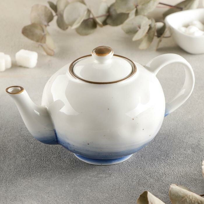 фото Чайник фарфоровый заварочный Доляна «Космос», 600 мл, цвет синий (1шт.)