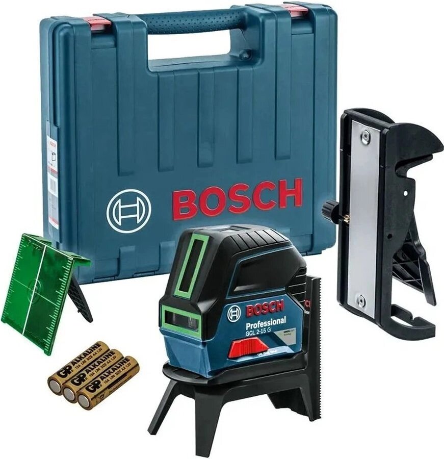 фото Нивелир лазерн. Bosch GCL 2-15 + RM1+ BM3 2кл.лаз. 540нм цв.луч. зеленый 2луч. (0601066J00)