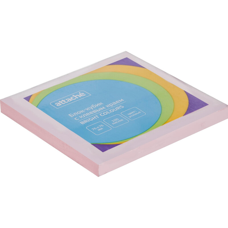 фото Стикеры ATTACHE Bright colours с клеев.краем 76х76 розовый 100л, 6 штук