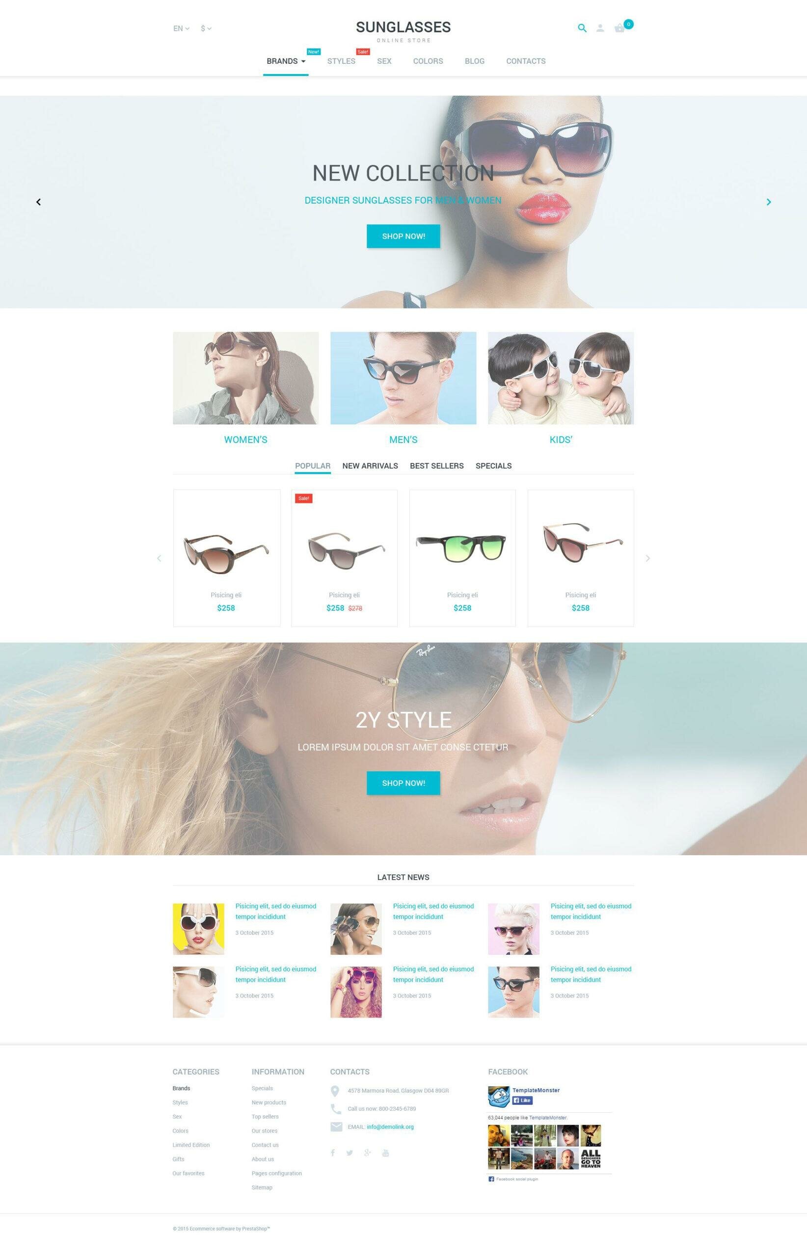 Sunglasses Тема PrestaShop