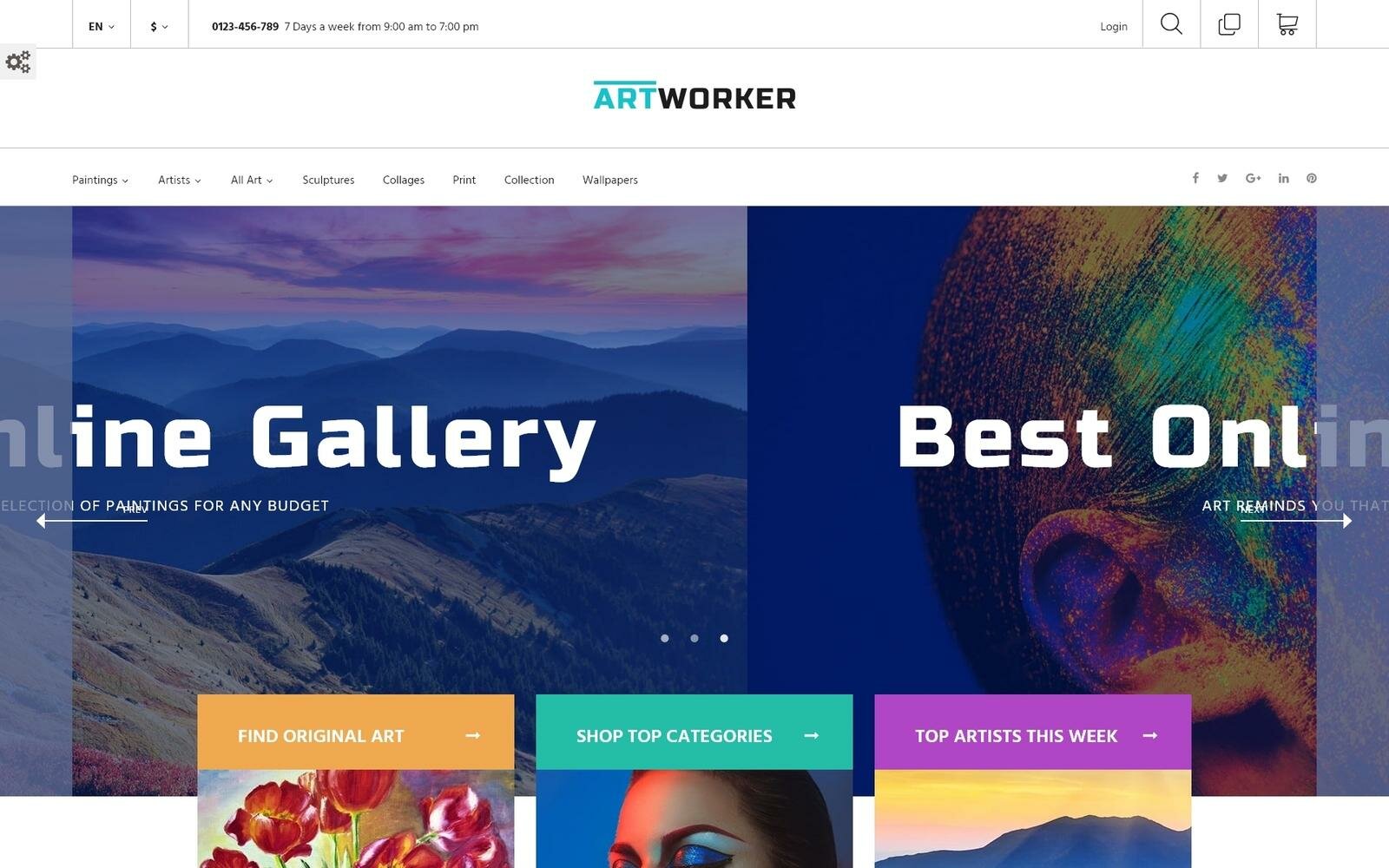 Artworker - Online Gallery & Artist Portfolio Тема PrestaShop