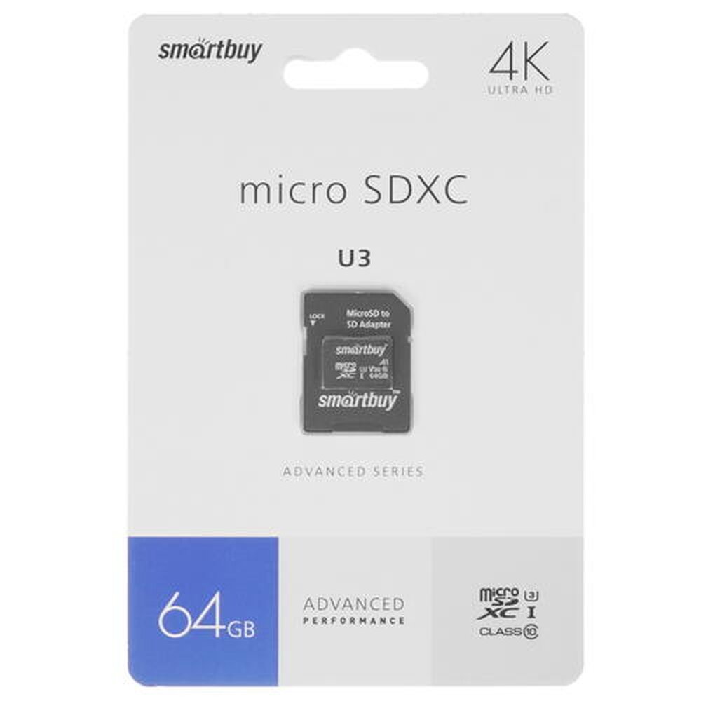 Карта памяти Smartbuy Advanced microSDXC 64 ГБ [SB64GBSDU1A-AD]