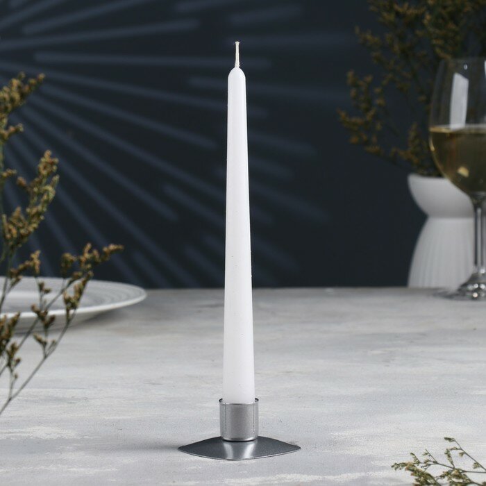 Подсвечник "Квадрат" металл на одну свечу, 7х3 см,серебро - фотография № 1