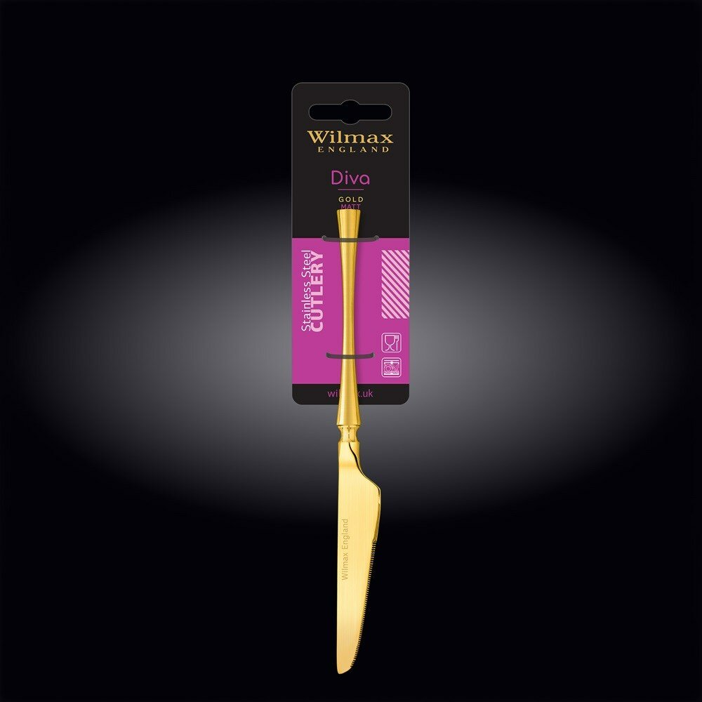 Нож столовый Diva Gold Matt 22,5 см. Wilmax