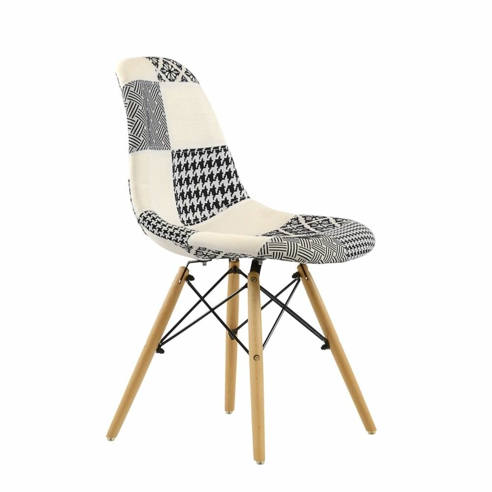 Стул Eames Style Patchwork черно-белый