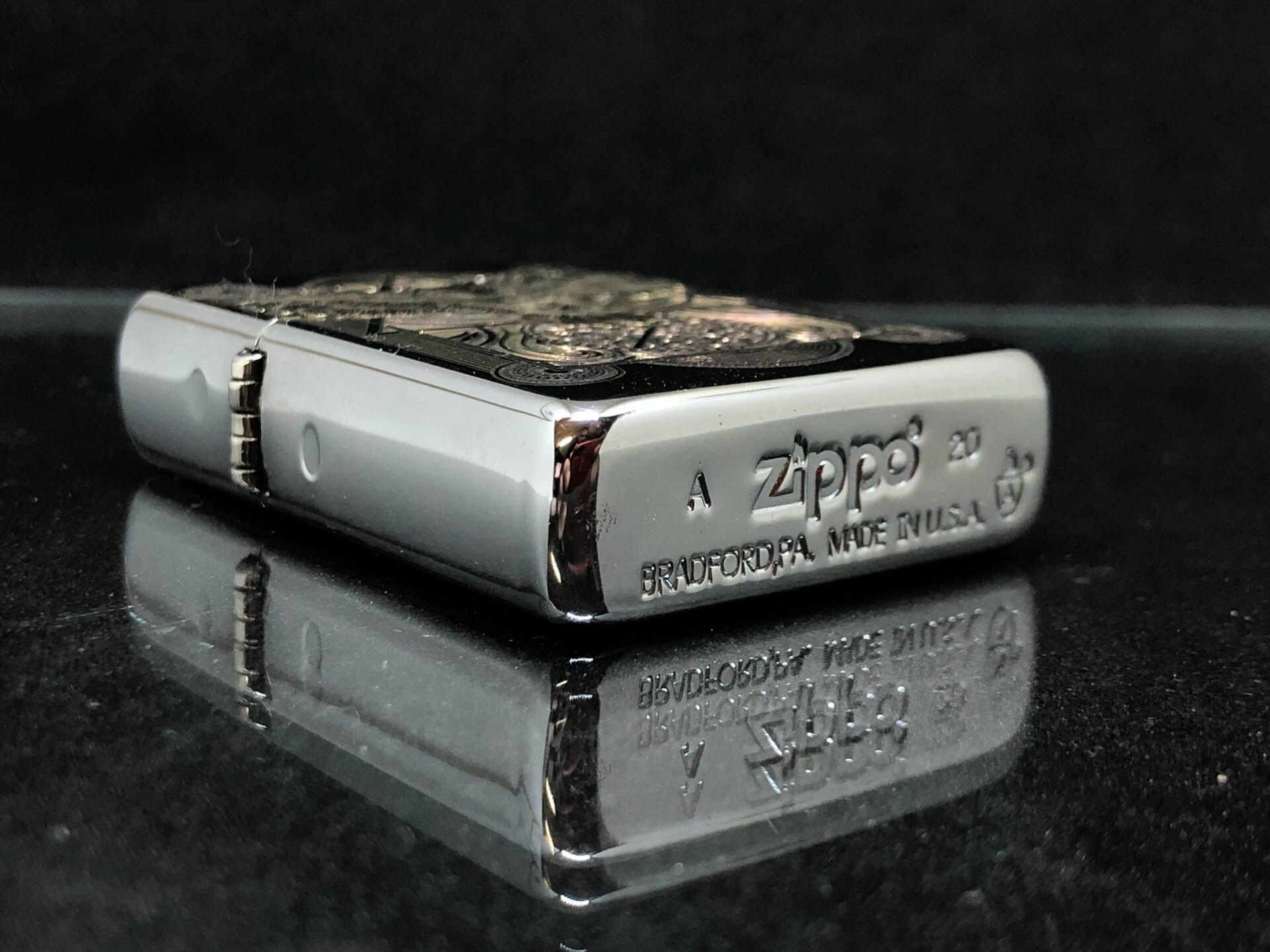 Зажигалка бензиновая Zippo(Armor) Сова Custom Хром с вставкой из латуни - фотография № 2