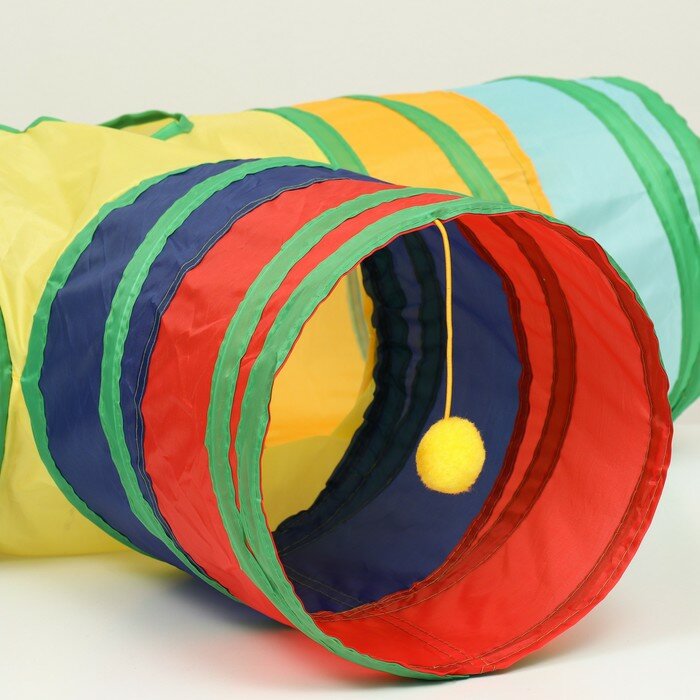 Туннель для кошек шуршащий "Тройник", 80 х 25 см, разноцветный - фотография № 2