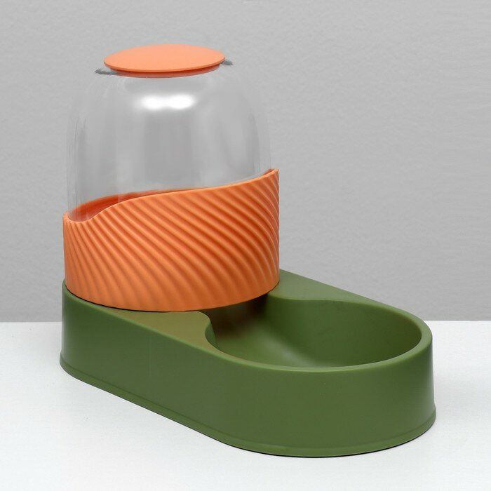 фото Автокормушка для животных 2,5 л, зелено-оранжевый
