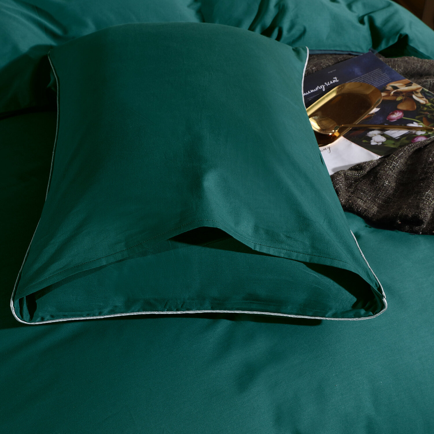 Комплект постельного белья Однотонный Сатин Элитный OCE009 - фотография № 7