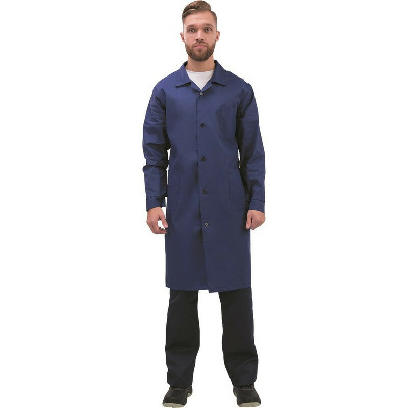 фото Халат рабочий мужской у02-ХЛ синий (р.60-62) 170-176