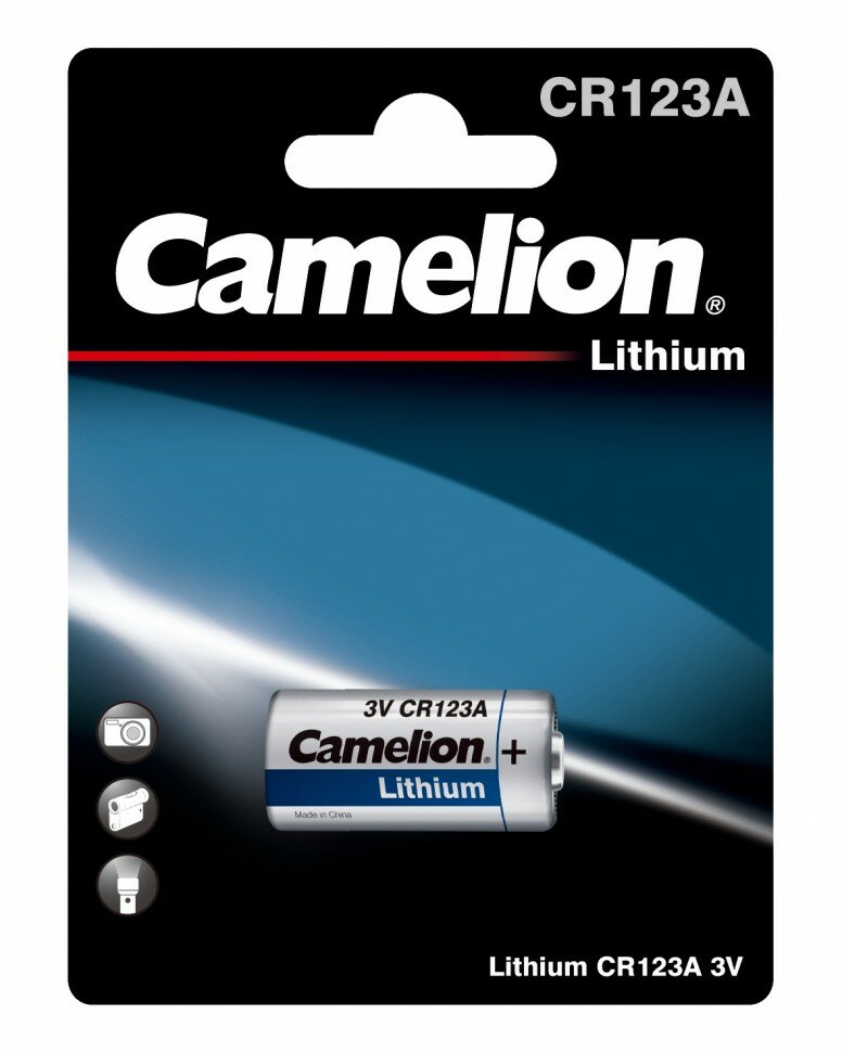 Элемент питания СR123A BL-1 (CR123A-BP1, батарейка фото,3В) для фото Camelion