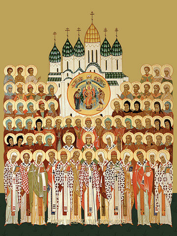 Икона на дереве ручной работы - Собор всех святых Новгородских, 15x20x1,8 см, арт Ид4901 - фотография № 1