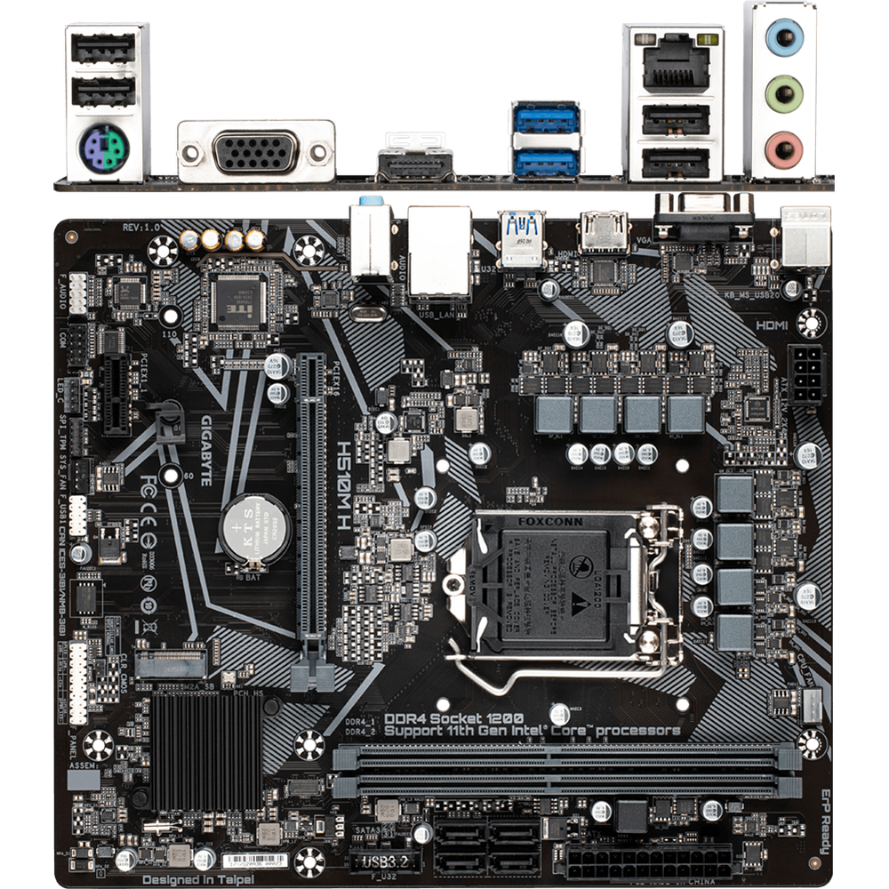 Материнская плата Gigabyte H510M H H510 Socket-1200 2xDDR4, 4xSATA3, 1xM.2, 1xPCI-E16x, 2xUSB3.2, D-Sub, HDMI, Glan, mATX