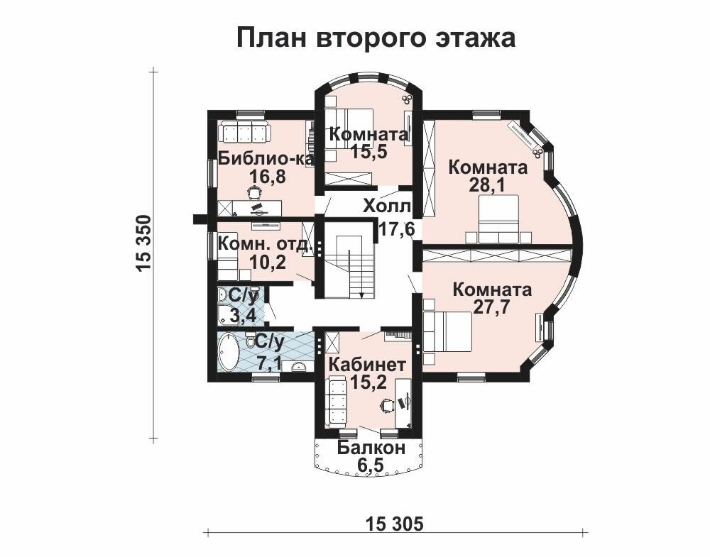 (288м2, 15х15м) Готовый проект двухэтажного дома из газобетона с кабинетом и эркером - AS-2304-2 - фотография № 4