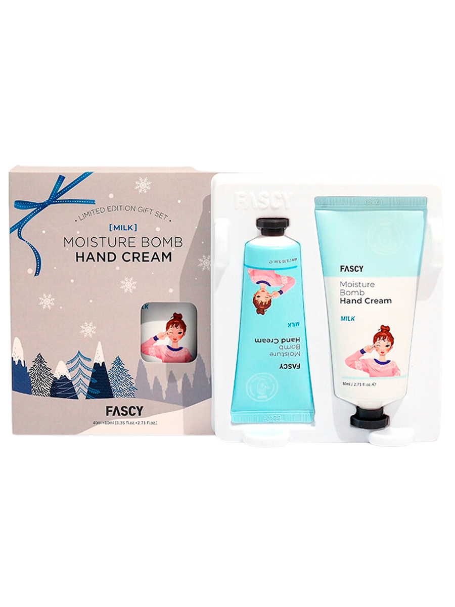 Набор увлажняющих кремов для рук с молочными протеинами Fascy Lab Milk Moisture Bomb Hand Cream Set 80+40 мл