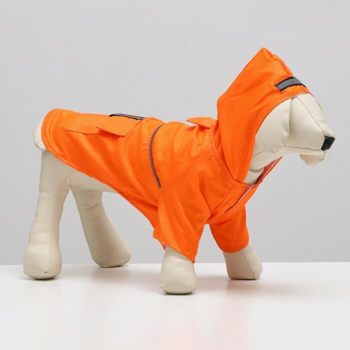 Куртка со светоотражающими полосами, размер L, оранжевая (ДС 36, ОГ 48, ОШ 38 см) - фотография № 2