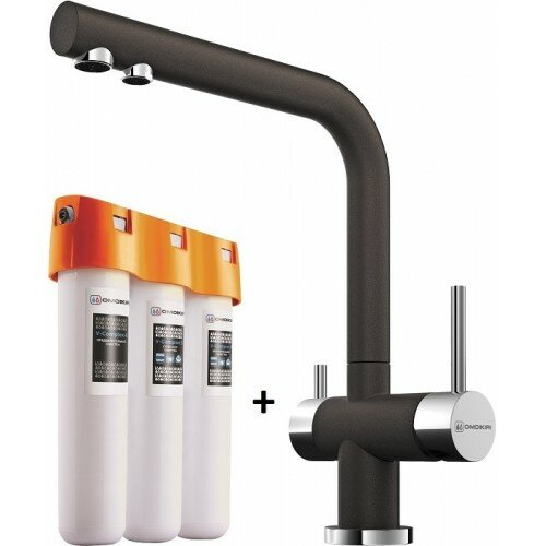 Смеситель Omoikiri Nagano DC Темный шоколад + Фильтр для воды Omoikiri Pure Drop Lite