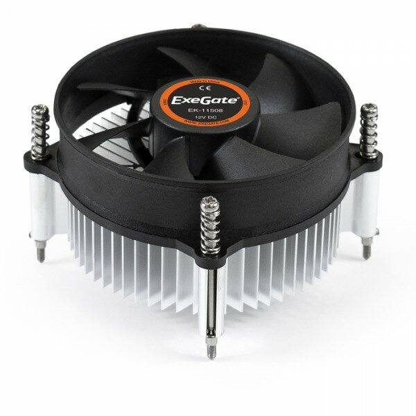 Кулер ExeGate EX286138RUS EK-11508 (Al, LGA1150/1151/1155/1156/1200, TDP 75W, Fan 90mm, 2200RPM, Hydro bearing, 3pin, 22db, 285г, с термопастой, на винтах, Retail color box)