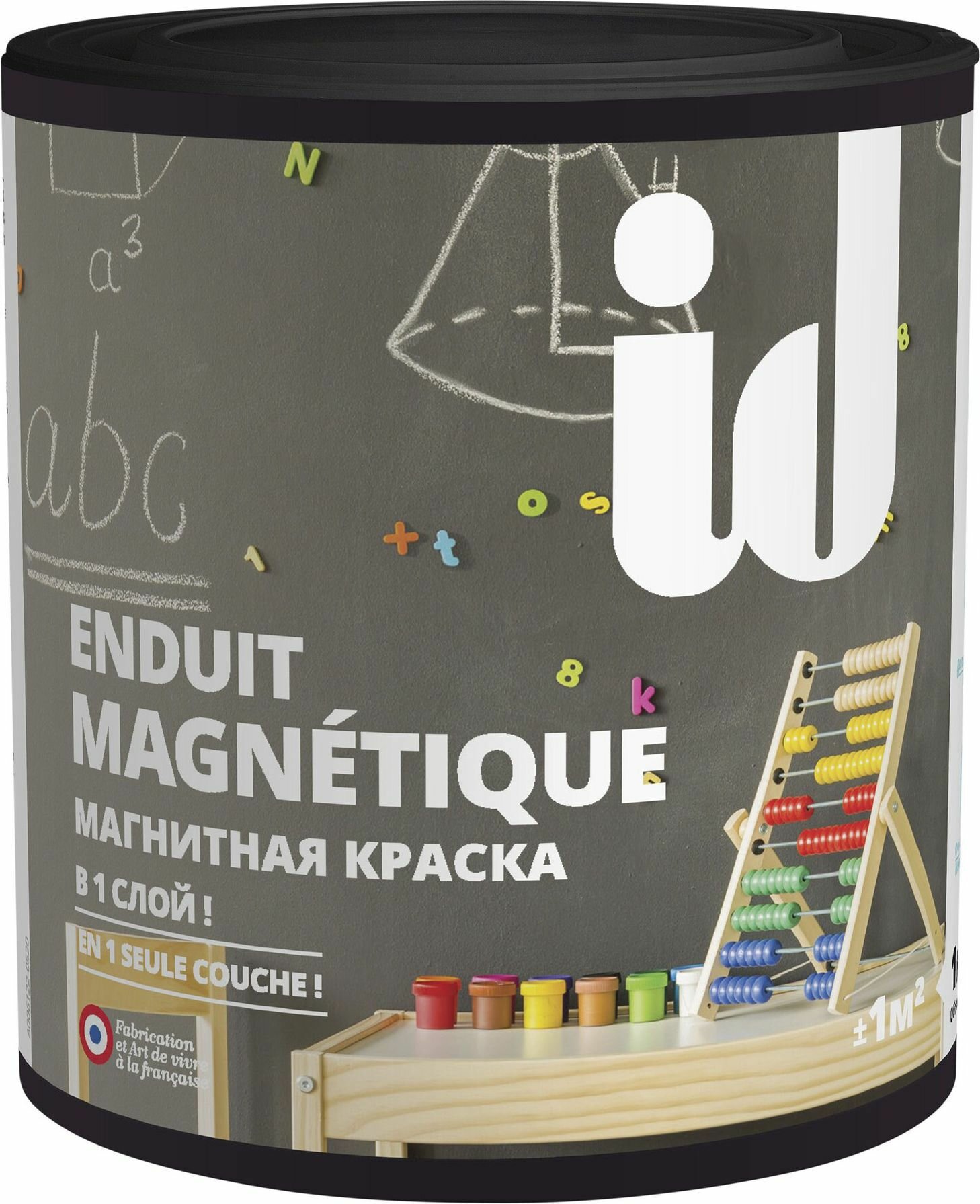 фото Краска интерьерная по дереву,металлу ID ENDUIT MAGNETIQUE магнитная черная 0,5 л