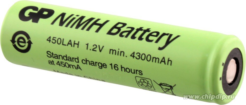 GP 450LAH(4/3А), Аккумулятор никель-металлгидридный NiMH 4300mAh (1шт) 1.2В