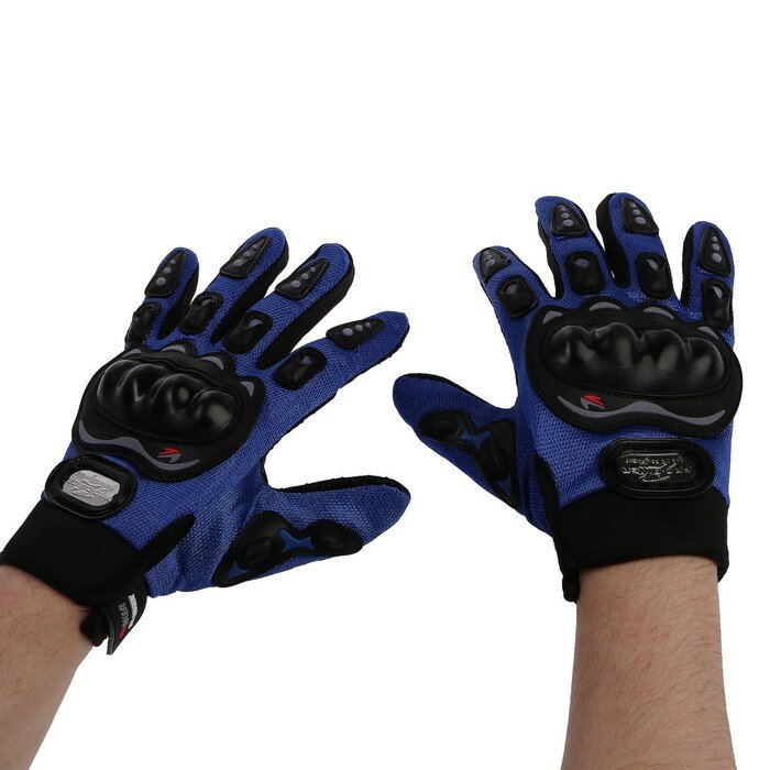 Перчатки мотоциклетные с защитными вставками пара размер XL синий