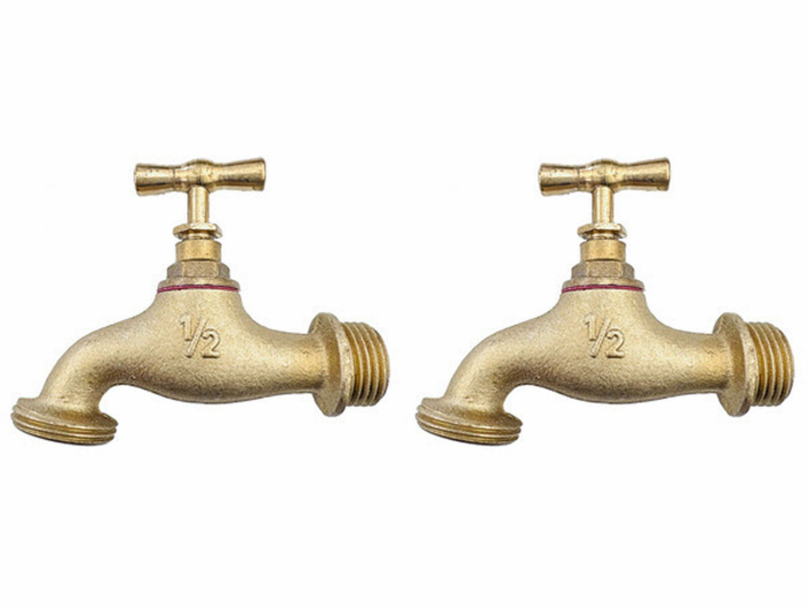 фото Кран садовый 1/2 х 3/4 латунный с вентилем (2 шт.)