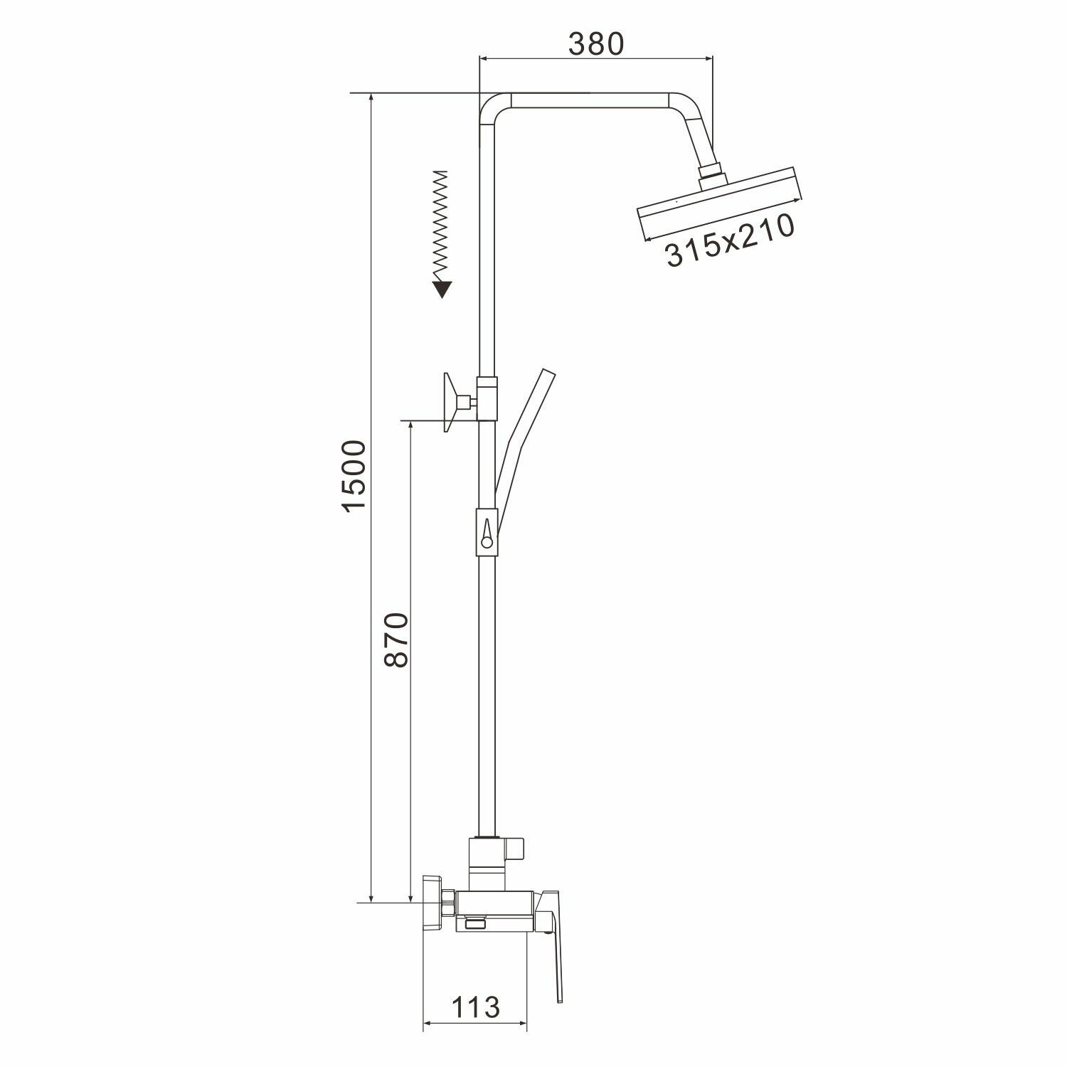 Душевая система Rose R1836T-6, пепельный - фотография № 2