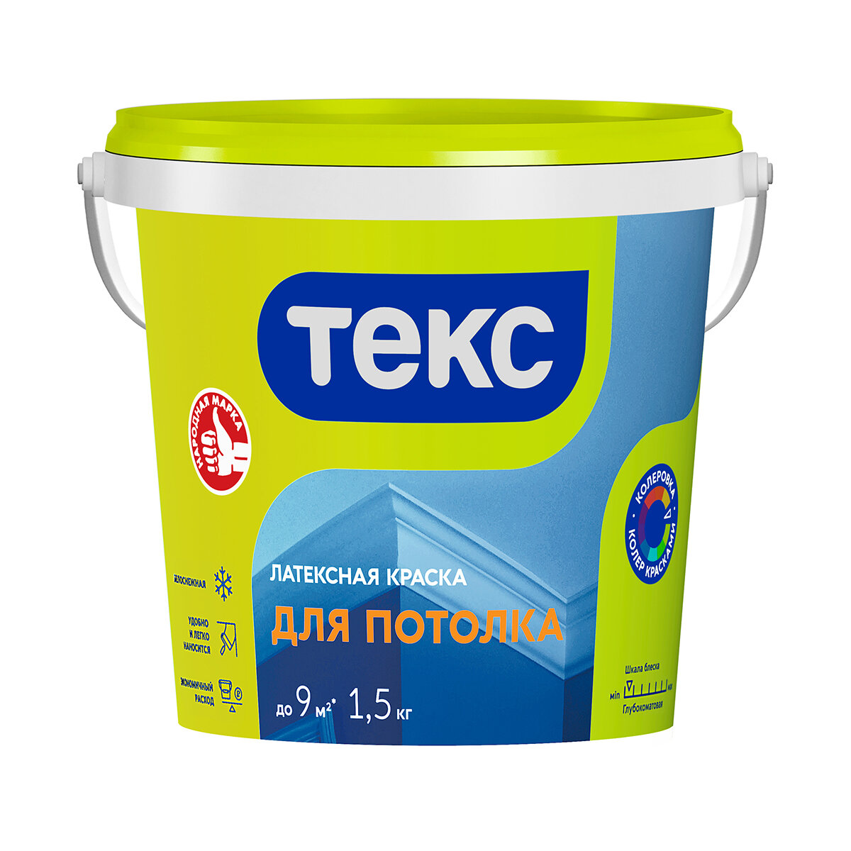 Текс универсал для потолка краска водно-дисперсионная, глубокоматовая (1,5кг)