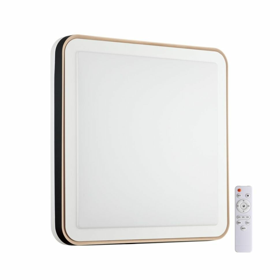 фото Сонекс 7621/DL PALE SN 047 Светильник пластик/белый/черный/медный LED 48Вт c ДУ 3000-4200-6300К 440х440 IP43 пульт ДУ EFFA