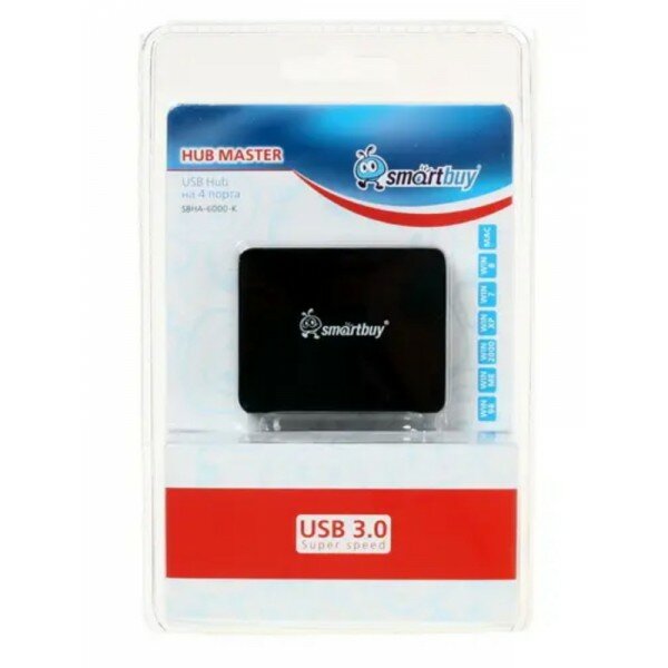 USB 3.0 Хаб Smartbuy 6000 4 порта черный (SBHA-6000-K)