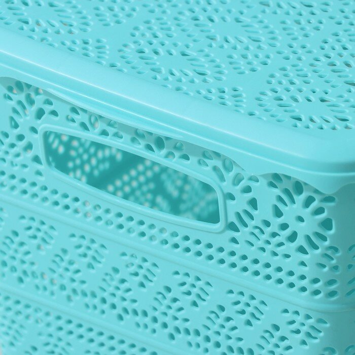 Контейнер пластиковый для хранения с крышкой «Ажур», 35×27×21 см, цвет микс - фотография № 3