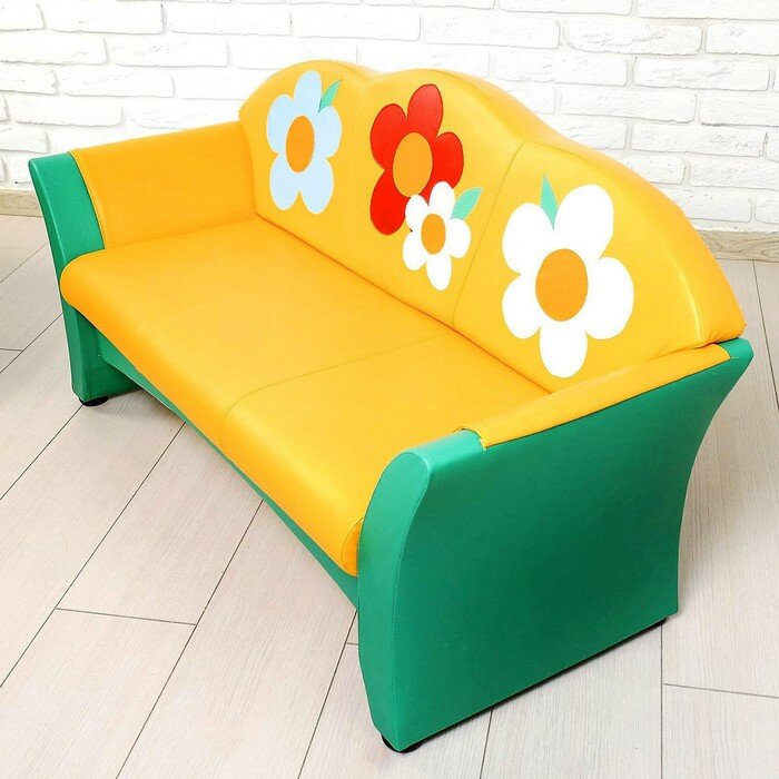 Комплект мягкой мебели «Карина», зелёно-жёлтый, с цветами - фотография № 2