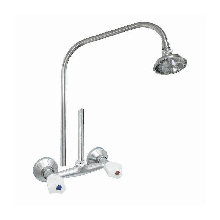 фото Смеситель для душа двуручный со стационарной трубкой ЭКО ЦС-СМ 293/1 Пл. Бел маховик Центр Сантехники (Подольск) ЭМ904001