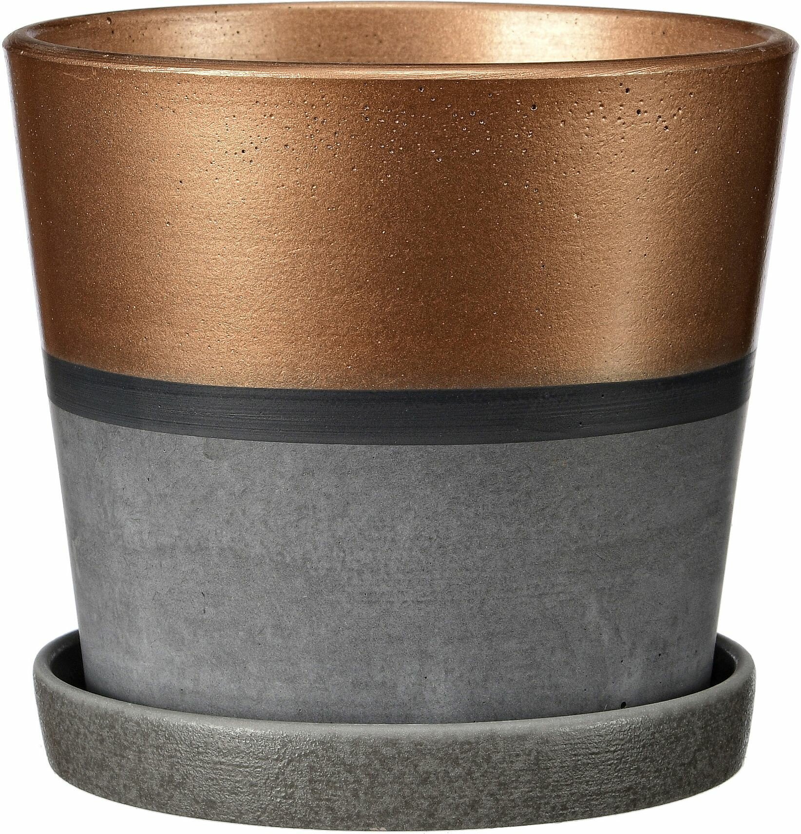 фото Горшок Версаль d-17 см бетонный золото с поддоном