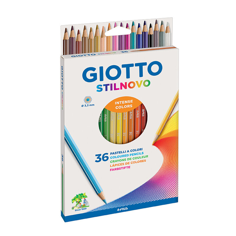 Набор карандашей цветных Giotto Stilnovo, с серебряными гранями, 36 цветов Картонная коробка