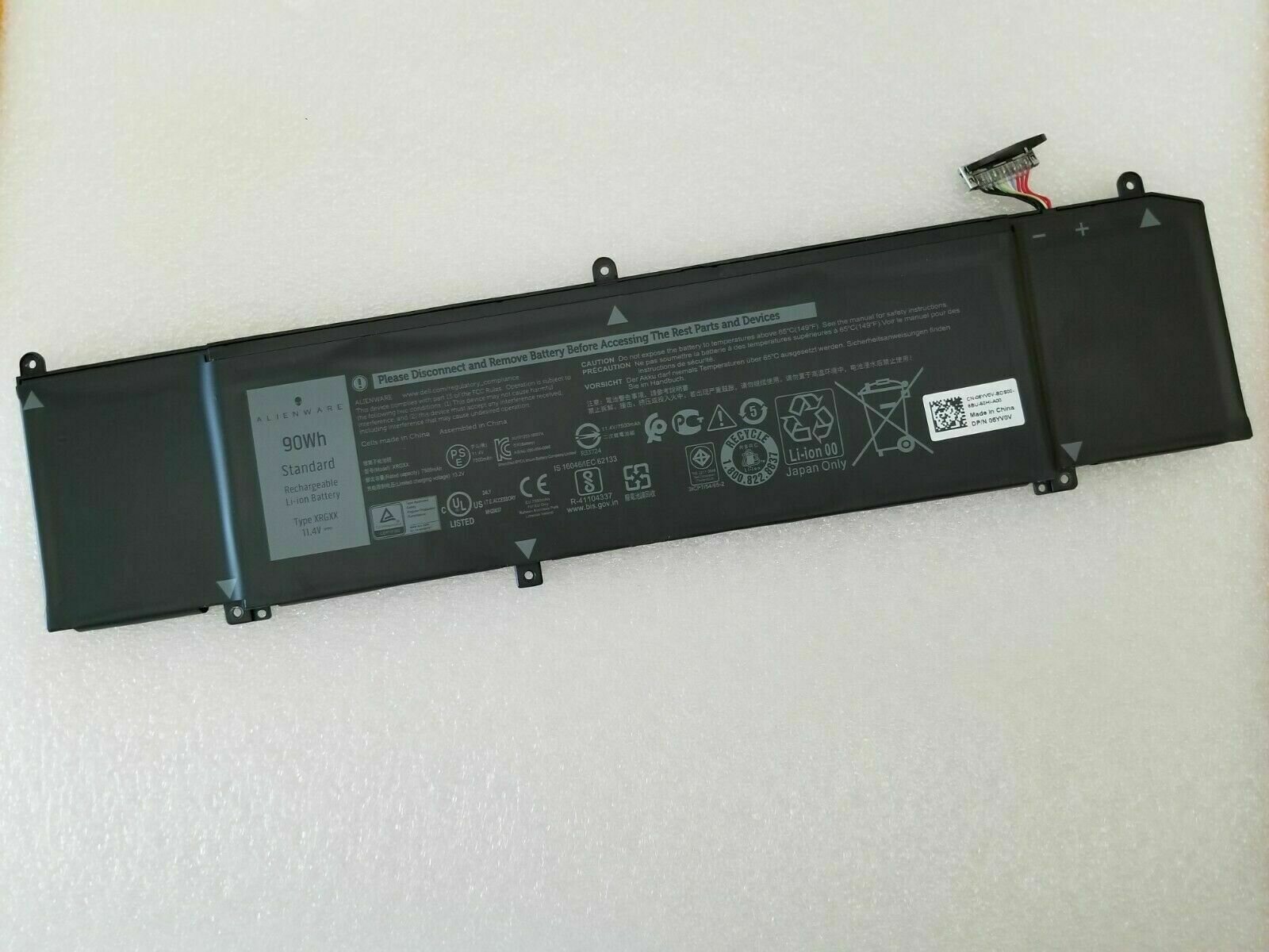 Аккумулятор для Dell Alienware M17, G7 7590, G7 7790, (XRGXX) 11.4V, 7895mAh, 90Wh