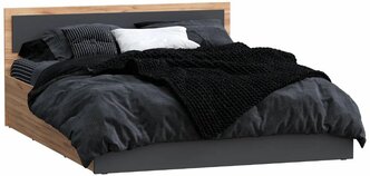 Двуспальная кровать с подъемным механизмом Мартина 1.6м Графит/ Дуб Крафт