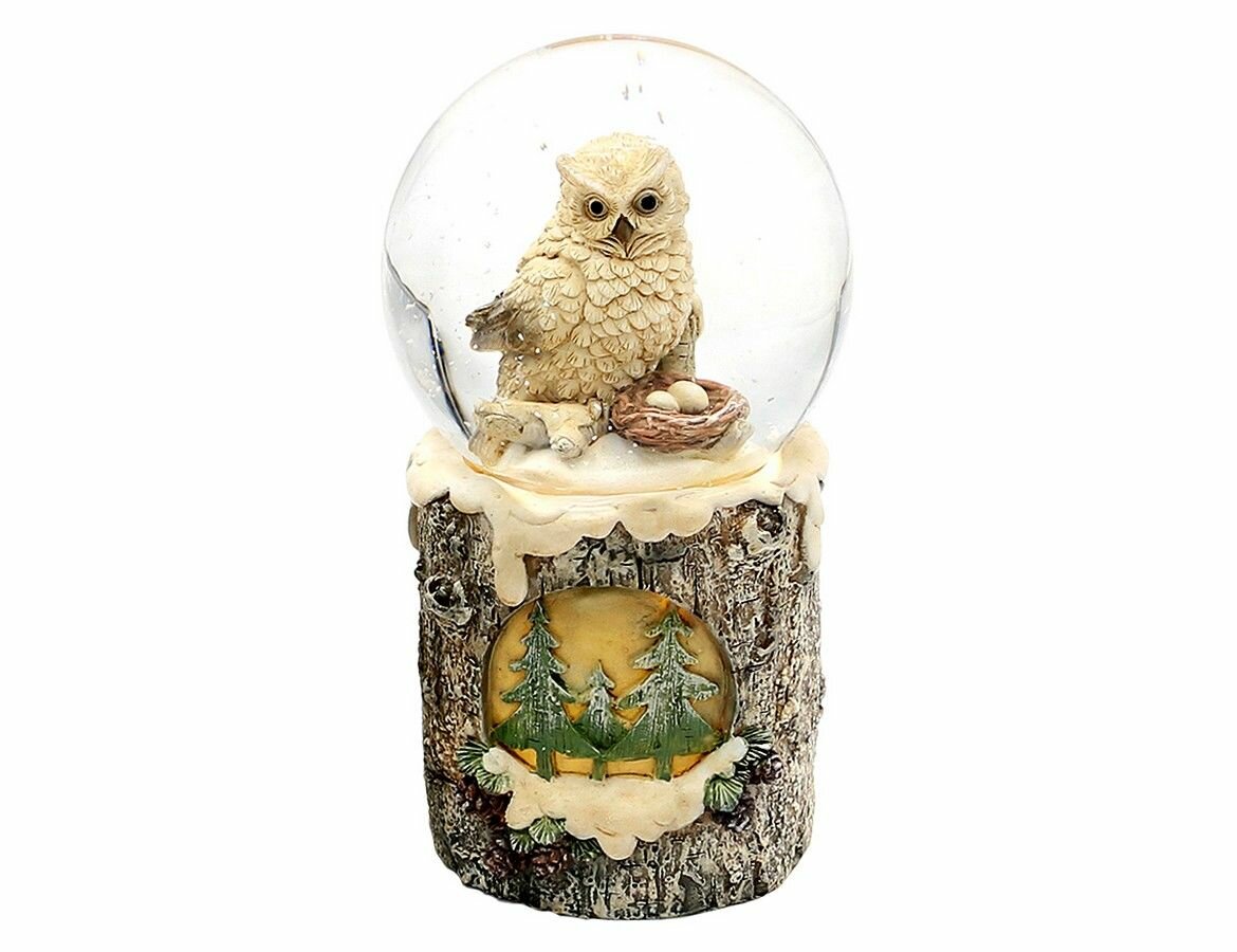 Снежный шар мамочка сова, полистоун, стекло, с подсветкой, 15 см, батарейки, Sigro 50-2095-1