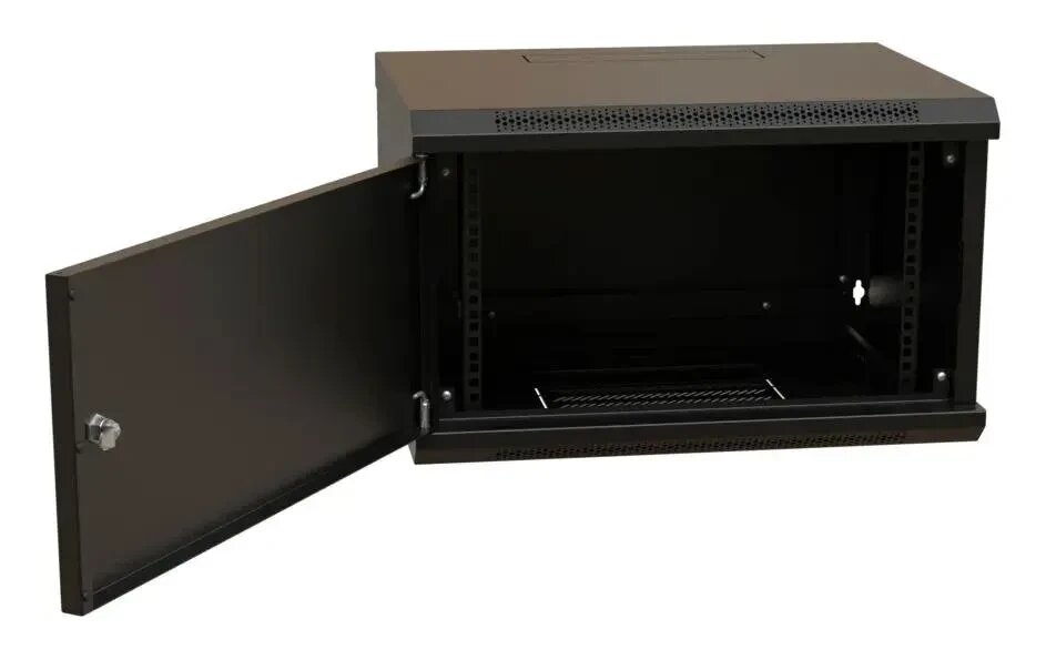 Коммутационный шкаф WRLINE WR-TW-0945-SR-RAL9004 настенный металлическая передняя дверь 9U 600x500x450мм