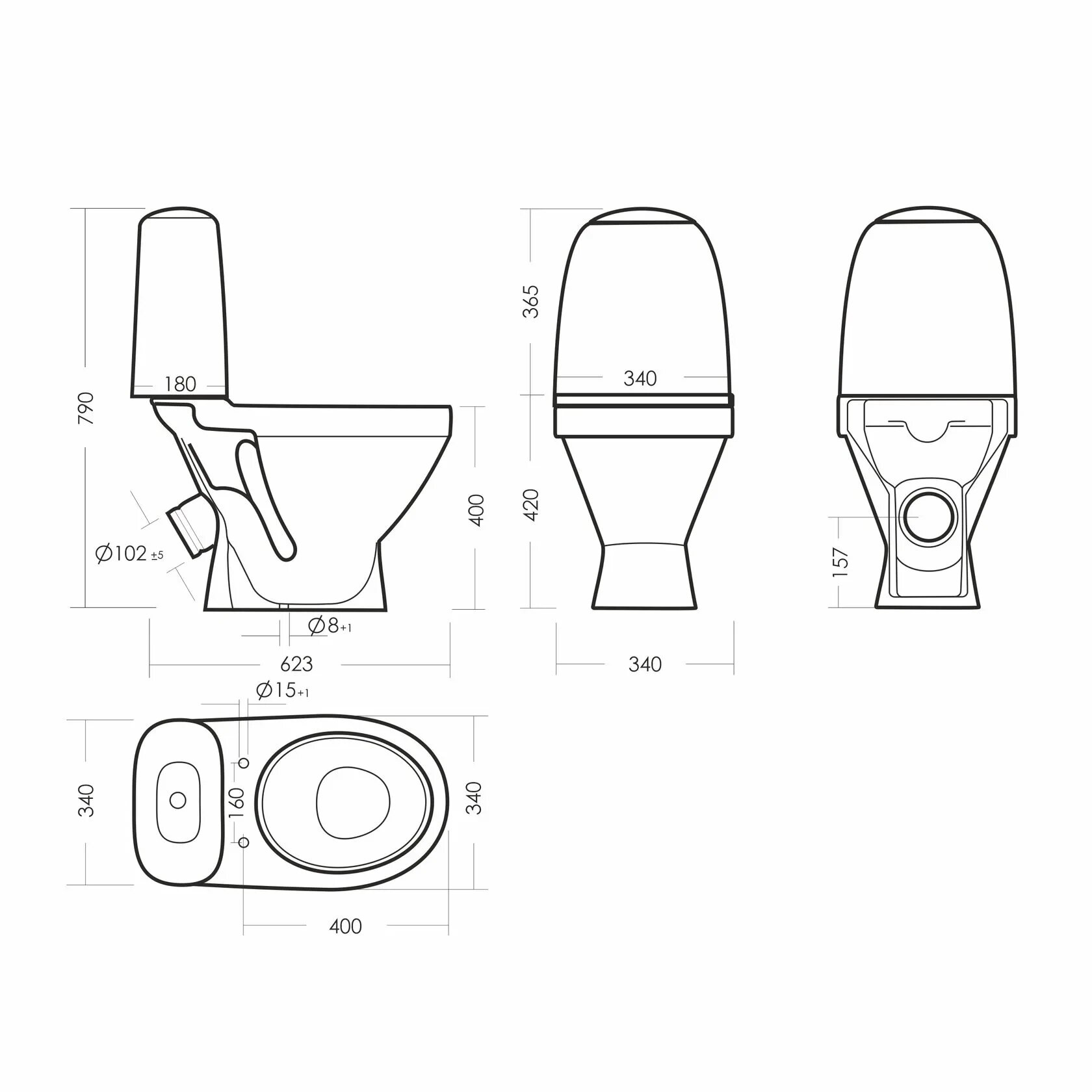 Виктория VICSACC01090111 Унитаз-компакт 60.5x34.5 см (косой выпуск, бачок) Sanita - фото №5