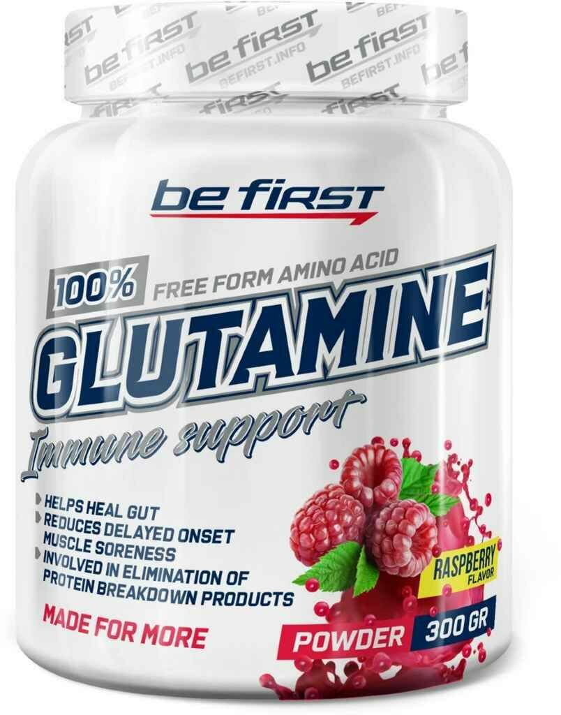 Аминокислота Be First Glutamine Powder, малина, 300 гр.