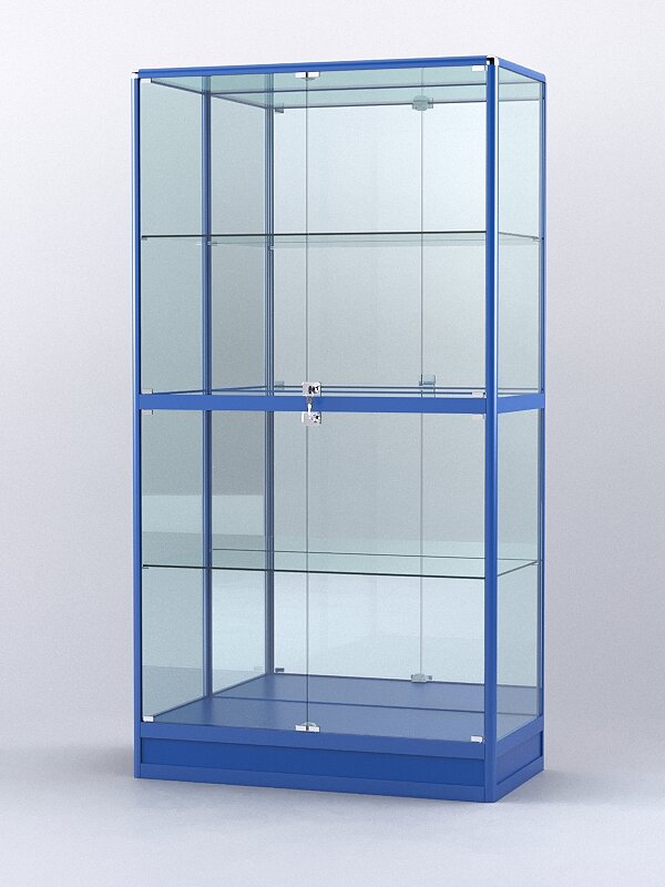 Витрина "алпро" №4-500-3 (задняя стенка - зеркало), Синий 100 x 50 x 200 см