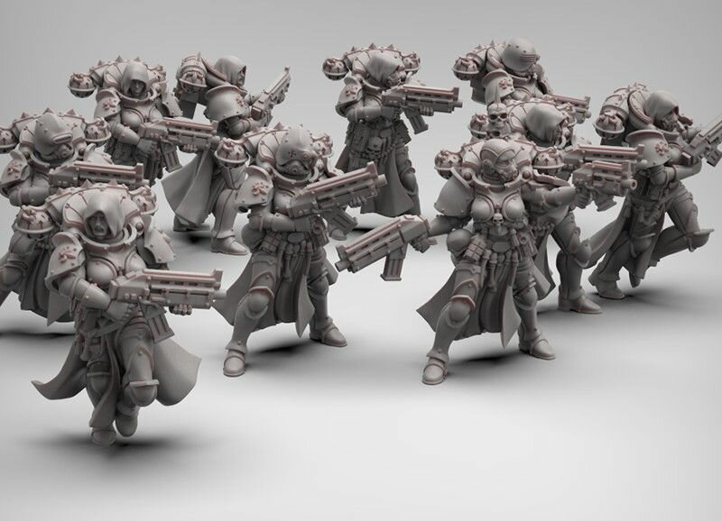 Миниатюры для коллекционирования по вселенной Вархаммер 40000 Сестры битвы (Warhammer Lady of War), набор из 5 фигур