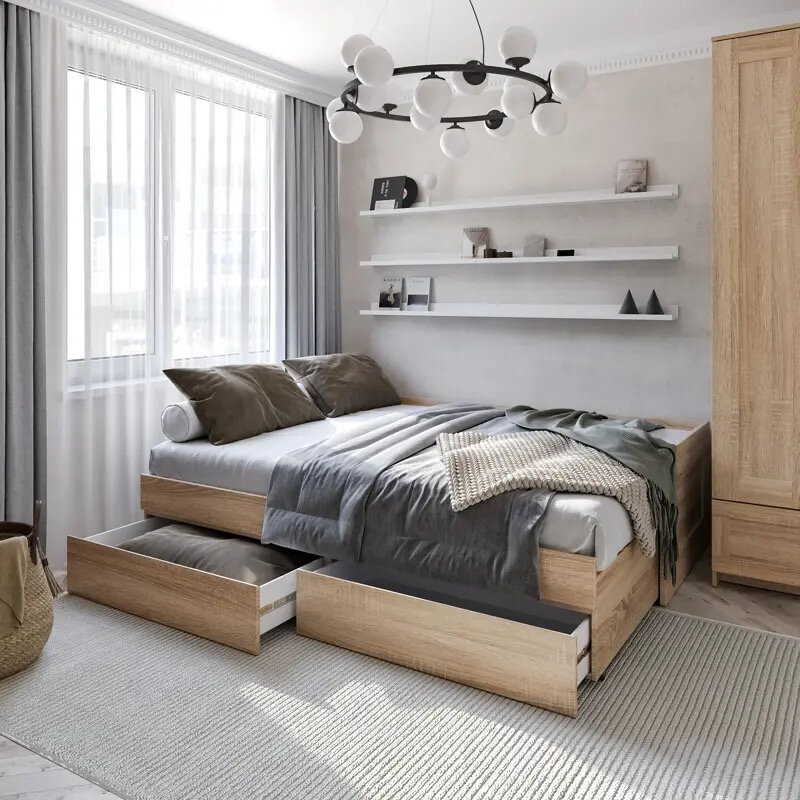 фото Кровать Кастор раздвижная, размер (ДхШ): 204.4х96 см, спальное место (ДхШ): 200х180 см, цвет: венге