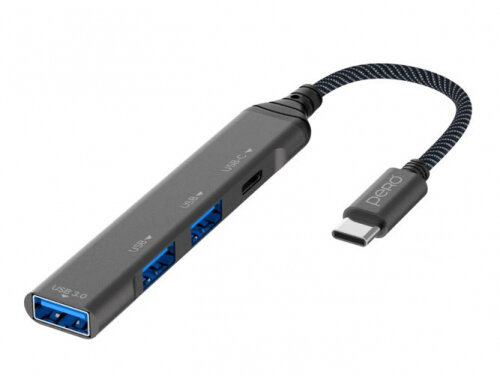 Хаб (разветвитель) Pero MH03, USB-С TO USB-C+USB 3.0+USB 2.0+USB 2.0, серый