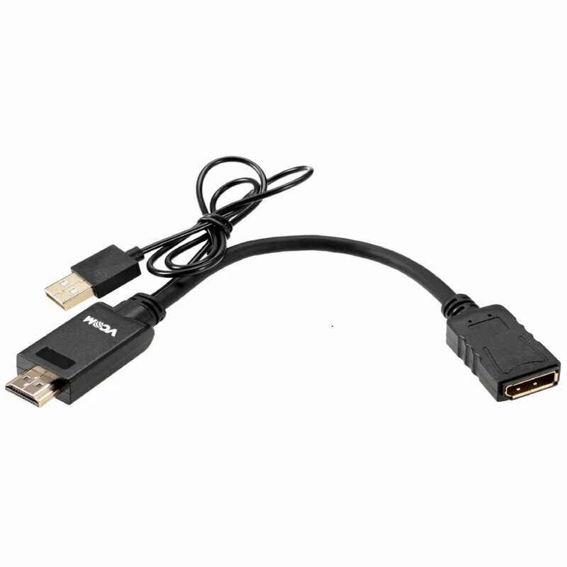 Кабель-переходник HDMI(M) +USB---> DP(F) 0.15m 4K*60Hz VCOM<CG599E> Кабель-переходник VCOM USB Type-A M+HDMI M/DisplayPort F (CG599E-0.15M) - фото №1