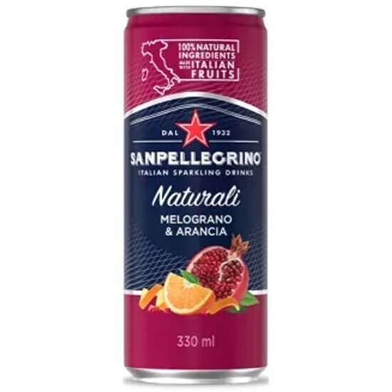 Напиток газированный Sanpellegrino S.Pellegrino Гранат-Апельсин алюминиевая банка 0,33 л