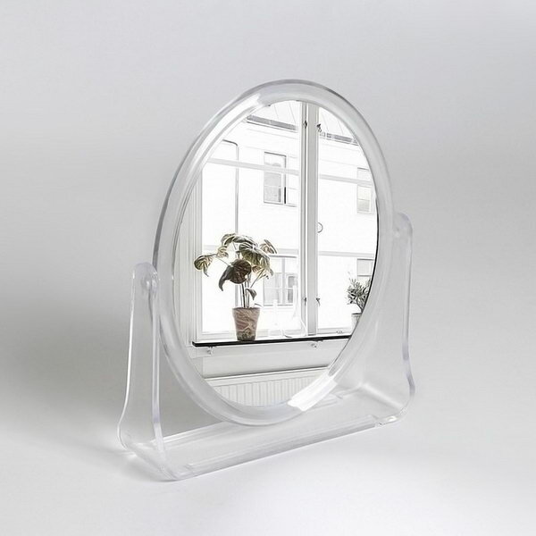 Зеркало настольное "Овал" двустороннее зеркальная поверхность 11 x 14 см цвет прозрачный