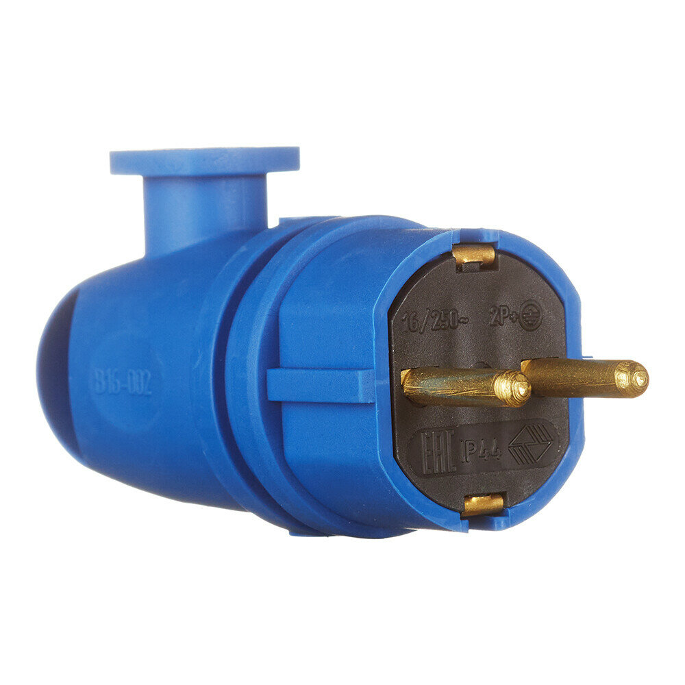 фото Вилка штепсельная Svet с заземлением IP44 угловая синяя