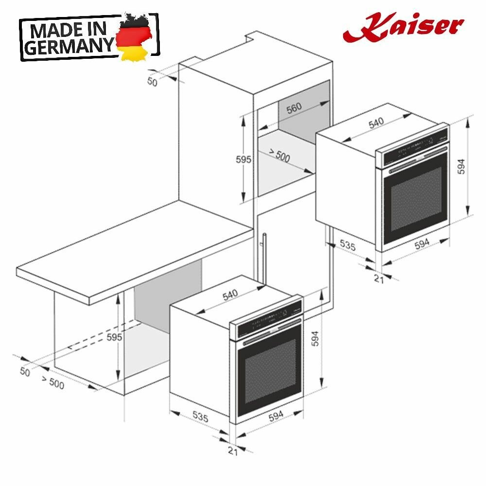 Электрический духовой шкаф 59,5x59,5 см Kaiser EH6427ElfAD бежевый - фотография № 9